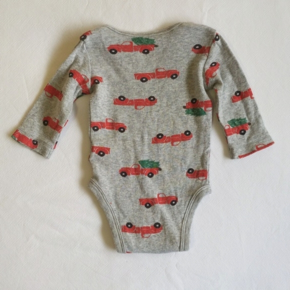 carter's christmas tree truck long sleeve bodysuit diaper shirt 3 months baby - Picture 6 of 6